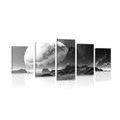 IMPRESSION SUR TOILE EN 5 PARTIES PAYSAGE FANTASTIQUE EN NOIR ET BLANC - IMPRESSIONS SUR TOILE NOIR ET BLANC - IMPRESSION SUR TOILE