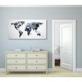 DECORATIVE PINBOARD POLYGONAL MAP OF THE WORLD IN BLACK AND WHITE - PICTURES ON CORK - PICTURES