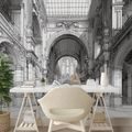 TAPETA HISTORYCZNA ARCHITEKTURA W CZARNO-BIAŁYM RYSUNKU - TAPETA CZARNOBIAŁA - TAPETY