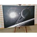 WANDBILD PLANET IM WELTRAUM IN SCHWARZ-WEISS - SCHWARZ-WEISSE BILDER - BILDER