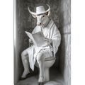 TABLOU TAUR ALB CU ZIAR PE TOALETĂ - TABLOURI BIVOLI ȘI VACI - TABLOURI