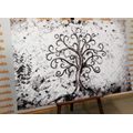 CANVAS PRINT SYMBOL OF THE TREE OF LIFE IN BLACK AND WHITE - BLACK AND WHITE PICTURES - PICTURES