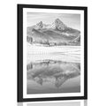 POSTER WITH MOUNT SNOWY LANDSCAPE IN THE ALPS IN BLACK AND WHITE - BLACK AND WHITE - POSTERS