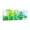 5-PIECE CANVAS PRINT INK IN A GREEN SHADE - ABSTRACT PICTURES - PICTURES