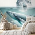 SAMOLEPÍCÍ TAPETA VELRYBA POD MĚSÍČNÍM SVITEM - TAPETY MOŘŠTÍ ŽIVOČICHOVÉ - TAPETY
