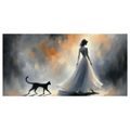 WANDBILD SILHOUETTE EINER FRAU MIT KATZE - WANDBILDER FRAUEN - BILDER