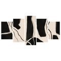 TABLEAU EN 5 PARTIES – LIGNES NOIRES ABSTRAITES - IMAGES FORMES ABSTRAITES - TABLEAUX