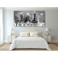 CANVAS PRINT COASTAL CITY IN BLACK AND WHITE - BLACK AND WHITE PICTURES - PICTURES