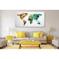 DECORATIVE PINBOARD COLORED POLYGONAL MAP OF THE WORLD - PICTURES ON CORK - PICTURES