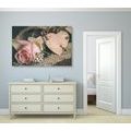 CANVAS PRINT ROSE AND A HEART IN JUTE - VINTAGE AND RETRO PICTURES - PICTURES