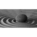CANVAS PRINT MEDITATING STONE IN BLACK AND WHITE - BLACK AND WHITE PICTURES - PICTURES