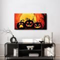 WANDBILD UNHEIMLICHE KÜRBISSE UNTER DEM MOND - HALLOWEEN- UND HORROR-BILDER - BILDER