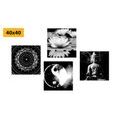 CANVAS PRINT SET FENG SHUI IN BLACK AND WHITE - SET OF PICTURES - PICTURES