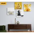 CANVAS PRINT SET FENG SHUI IN WHITE AND YELLOW DESIGN - SET OF PICTURES - PICTURES