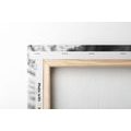 CANVAS PRINT WITH THE INSCRIPTION HOME AND A STILL LIFE IN BLACK AND WHITE - BLACK AND WHITE PICTURES - PICTURES