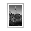 POSTER WITH MOUNT CENTER OF NEW YORK CITY IN BLACK AND WHITE - BLACK AND WHITE - POSTERS