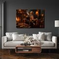 QUADRO SU TELA – SCHELETRO IN POLTRONA CON SIGARO - QUADRI HALLOWEEN E HORROR - STAMPE E QUADRI
