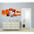 5-PIECE CANVAS PRINT ORANGE FLORAL ABSTRACTION - ABSTRACT PICTURES - PICTURES