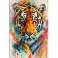 WANDBILD TIGER ALS GEMÄLDE-NACHAHMUNG - BILDER VON LÖWEN UND TIGERN - BILDER