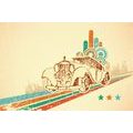 SELF ADHESIVE WALLPAPER CAR WITH A VINTAGE BACKGROUND - SELF-ADHESIVE WALLPAPERS - WALLPAPERS