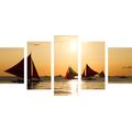 QUADRO IN 5 PARTI BEL TRAMONTO SU MARE - QUADRI DI NATURA E PAESAGGIO - QUADRI