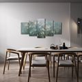 5-TEILIGES WANDBILD BLUMENFELD IM NEBEL - BILDER BLUMEN - BILDER