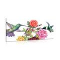 WANDBILD KOLIBRIS MIT BLUMEN - VINTAGE- UND RETRO-BILDER - BILDER