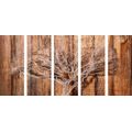 5-PIECE CANVAS PRINT TREE ON A WOODEN BASE - PICTURES OF NATURE AND LANDSCAPE - PICTURES
