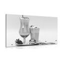 CANVAS PRINT MILKSHAKE IN BLACK AND WHITE - BLACK AND WHITE PICTURES - PICTURES