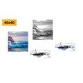 CANVAS PRINT SET IMITATION OF A PAINTED SEA - SET OF PICTURES - PICTURES