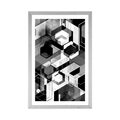 POSTER WITH MOUNT ABSTRACT GEOMETRY IN BLACK AND WHITE - BLACK AND WHITE - POSTERS