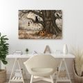 WANDBILD LEBENSBAUM MIT SCHWARZER KATZE - HALLOWEEN- UND HORROR-BILDER - BILDER
