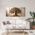 5-DÍLNÝ OBRAZ HNĚDÝ STROM ŽIVOTA S PLASTICKÝM EFEKTEM - 5-DÍLNÉ OBRAZY - TOTÁLNÍ VÝPRODEJ 🔥