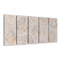 TABLEAU EN 5 PARTIES – VAGUES ABSTRAITES EN BEIGE - IMAGES FORMES ABSTRAITES - TABLEAUX