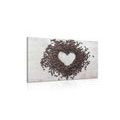 CANVAS PRINT HEART MADE OF COFFEE BEANS - PICTURES OF FOOD AND DRINKS - PICTURES