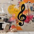 SELBSTKLEBENDE TAPETE MUSIKALISCHE ABSTRAKTION MIT FARBTÖNEN - MUSIK FOTOTAPETEN - TAPETEN