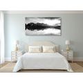 CANVAS PRINT DAZZLING SUNSET OVER A MOUNTAIN LAKE IN BLACK AND WHITE - BLACK AND WHITE PICTURES - PICTURES