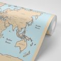 PAPIER PEINT AUTOCOLLANT CARTE DU MONDE AVEC BORDURE BEIGE - PAPIERS PEINTS AUTOCOLLANTS - PAPIER PEINT