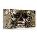 CANVAS PRINT SKULL IN SEPIA DESIGN - BLACK AND WHITE PICTURES - PICTURES