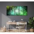 5-PIECE CANVAS PRINT MANDALA WITH A GALACTIC BACKGROUND IN SHADES OF GREEN - PICTURES FENG SHUI - PICTURES