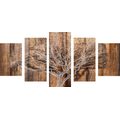 IMPRESSION SUR TOILE EN 5 PARTIES ARBRE IMITANT UNE BASE EN BOIS - IMPRESSION SUR TOILE DE NATURE ET PAYSAGE - IMPRESSION SUR TOILE