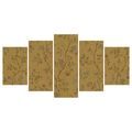 5-TEILIGES WANDBILD BLÜHENDE ZWEIGE AUF OCKER - BILDER BLUMEN - BILDER