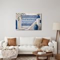 TABLEAU SUR TOILE – ESCALIER GREC EN ÉLÉGANCE BLEU ET BLANC - TABLEAUX DE LA VILLE - TABLEAUX