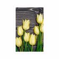 POSTER YELLOW TULIPS ON A WOODEN BACKGROUND - FLOWERS - POSTERS