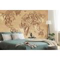 SELF ADHESIVE WALLPAPER MODERN WORLD MAP ON A VINTAGE BACKGROUND - SELF-ADHESIVE WALLPAPERS - WALLPAPERS