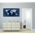 CANVAS PRINT WORLD MAP IN SHADES OF BLUE - PICTURES OF MAPS - PICTURES