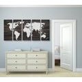 5-PIECE CANVAS PRINT WORLD MAP ON WOOD - PICTURES OF MAPS - PICTURES