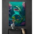 CANVAS PRINT SURREALISTIC SHARK - PICTURES UNDERWATER WORLD - PICTURES