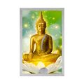 POSTER GOLDEN BUDDHA ON A LOTUS FLOWER - FENG SHUI - POSTERS