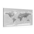 CANVAS PRINT BEAUTIFUL BLACK AND WHITE MAP OF THE WORLD - PICTURES OF MAPS - PICTURES